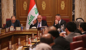 Iraq's new president meeting with his cabinet.