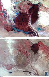 Satellites images of before and after draining of marshlands-Iraq